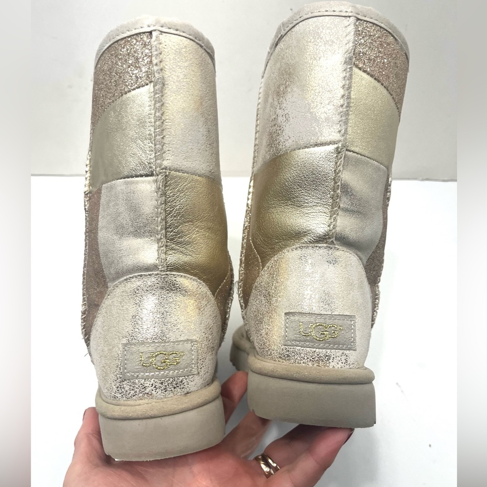 Ugg Classic Glitter Patchwork 1100054 W/Gold Sher… - image 3